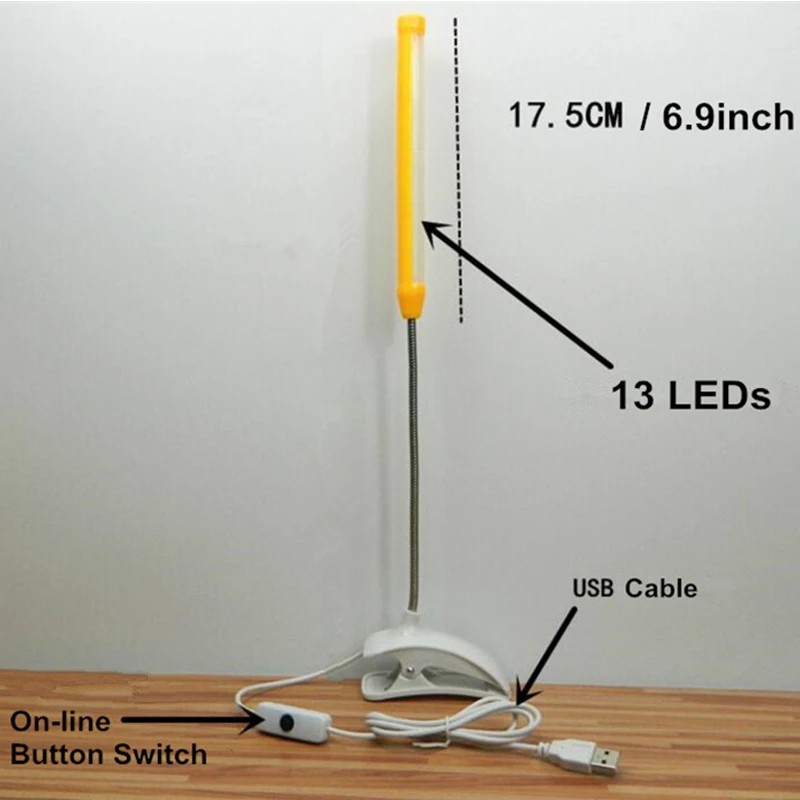  AIFENG 5V USB Led Desk Lamp With Clip Flexible Table Lamp 13Leds For Bedside Book Reading Study Off - 32856690167