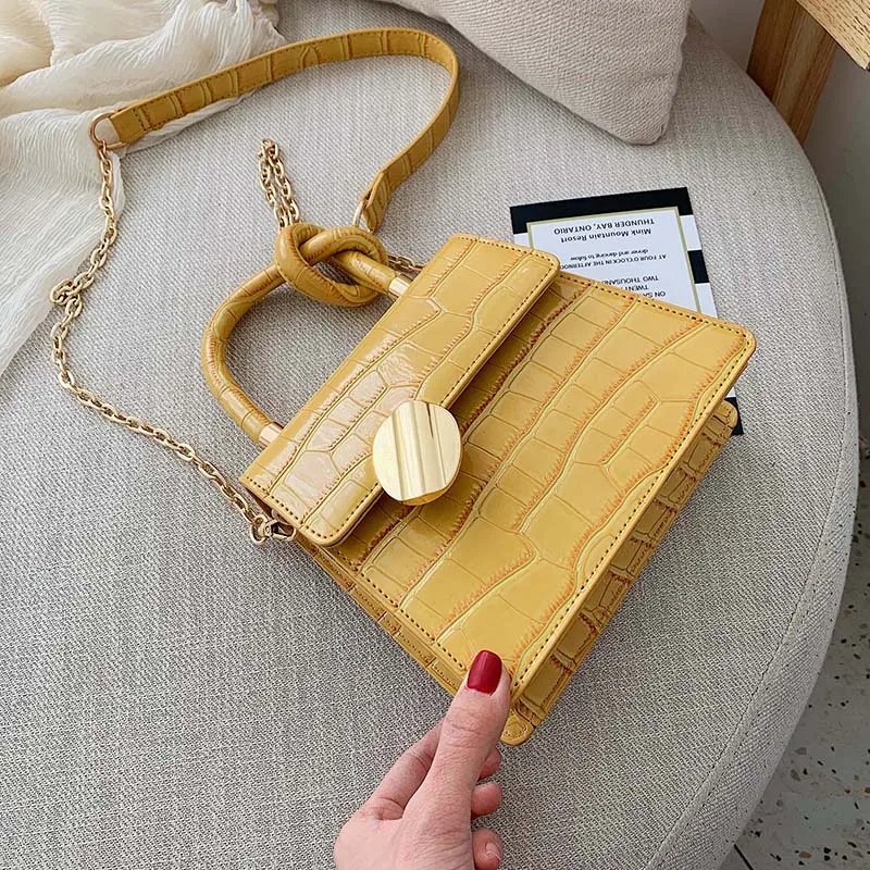 جودة الحجر نمط الجلود Crossbody حقائب للنساء مصمم حقائب صغيرة سلسلة الكتف حقيبة ساعي البسيطة المحافظ اليد حقيبة