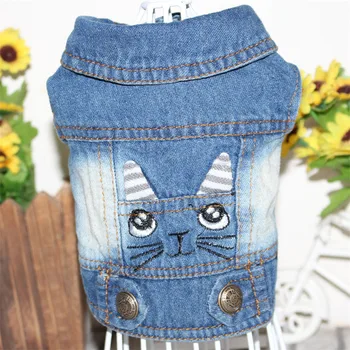 

XS-XXL Dog Clothes Pet Puppy Dog/Cat Coat Jacket Jeans t6 For Small Dogs Poodle Pug Terrier Denim Jackets Costumes Clothing 2019