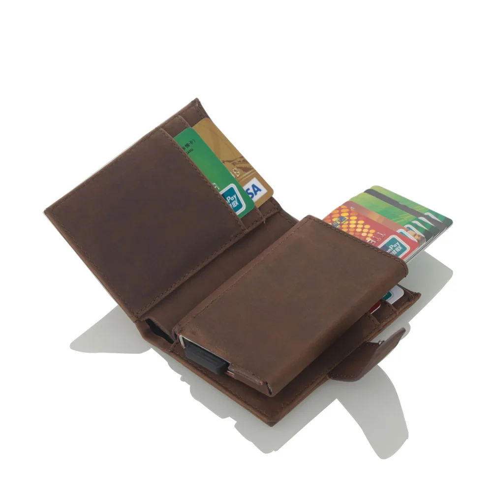 

2019 New Antitheft Men Credit Card Holder Blocking Rfid Wallet Leather Unisex Card Id Holders Aluminum Metal Card Case