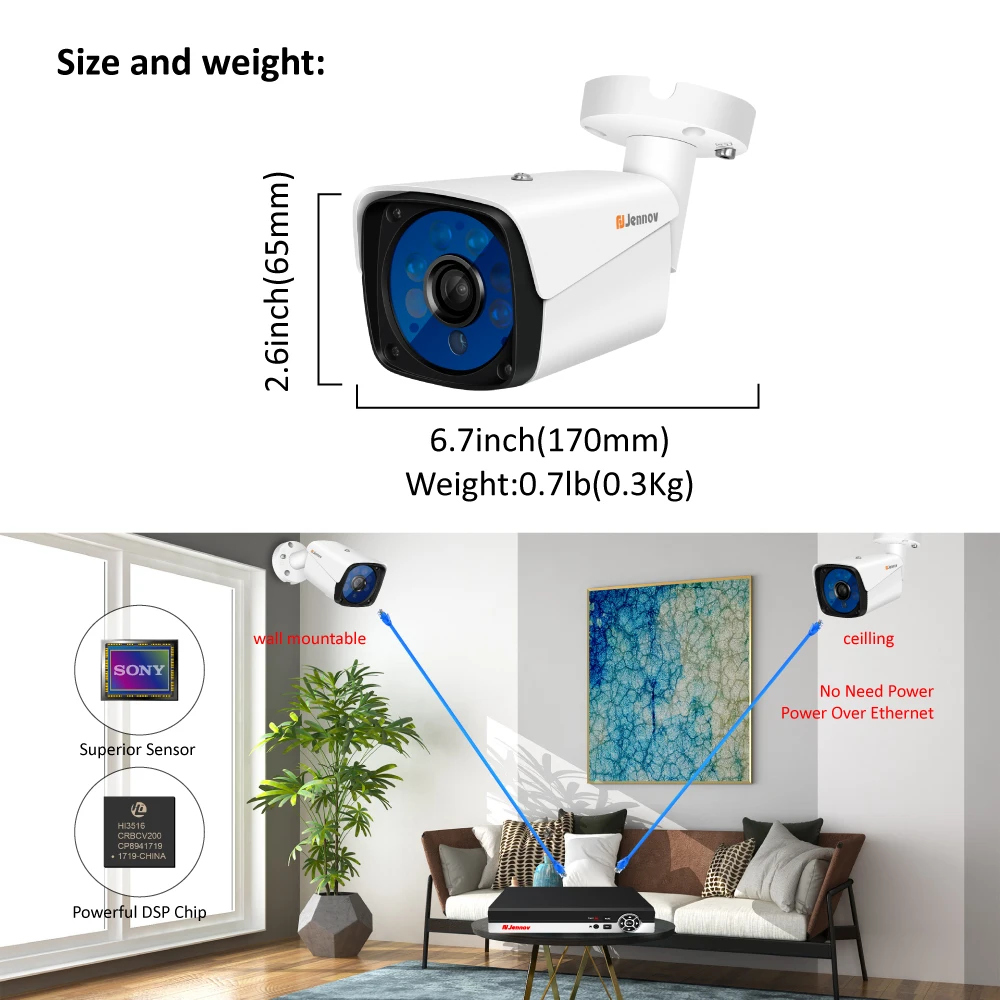  Jennov H.265 HD CCTV Camera System NVR Kit Video Surveillance POE Security Audio Camera System 5MP 