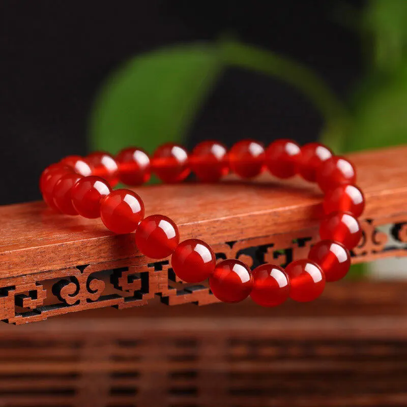 

Natural red pulp bracelet 10mm Women single Circle Positive red Jade hand string Red agate hundred buddha beads Bracelet