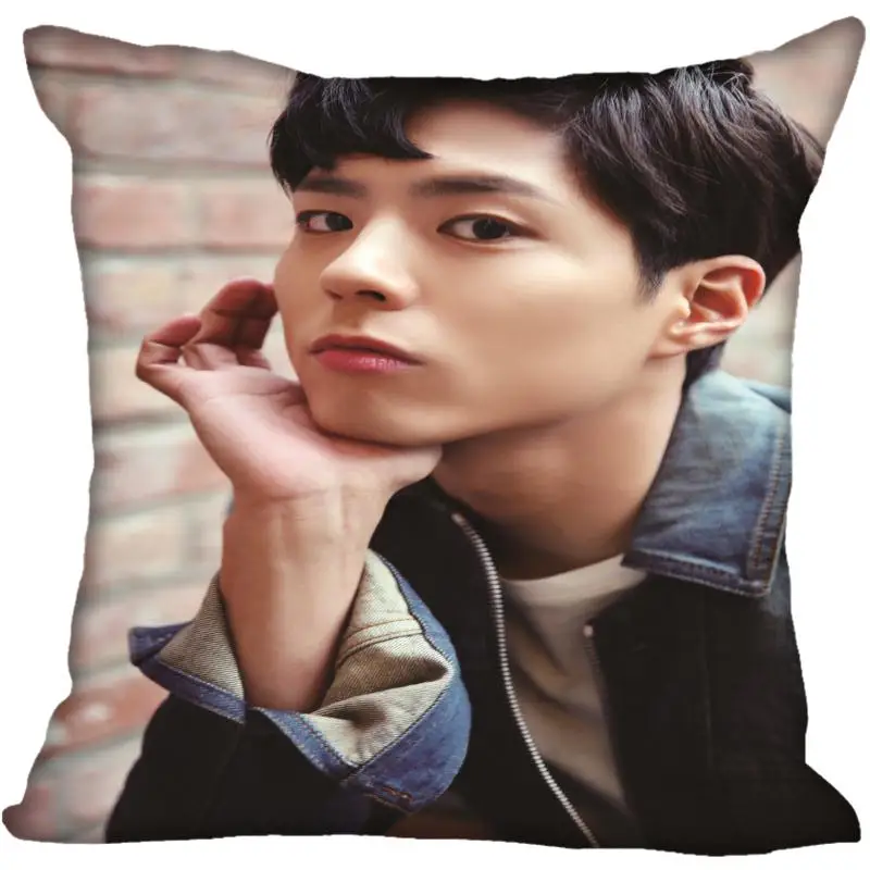 На заказ Kpop Park Bo Gum печатные квадратные шелковые наволочки 40x40 см, 35x35 см одна сторона атласная Наволочка логотип