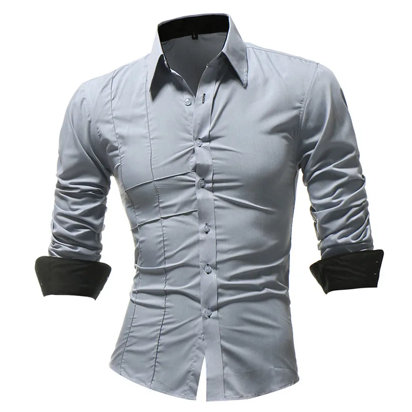 Уличные походные рубашки, мужские рубашки, одноцветные хлопковые мужские походные рубашки с длинным рукавом, осенние зимние мужские блузки размера плюс 0907 - Цвет: Серый