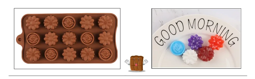 Новая силиконовая форма для шоколада, 15 полости, силиконовая форма для шоколада в форме роз, форма для мыла выпечка, форма для льда, инструменты для торта