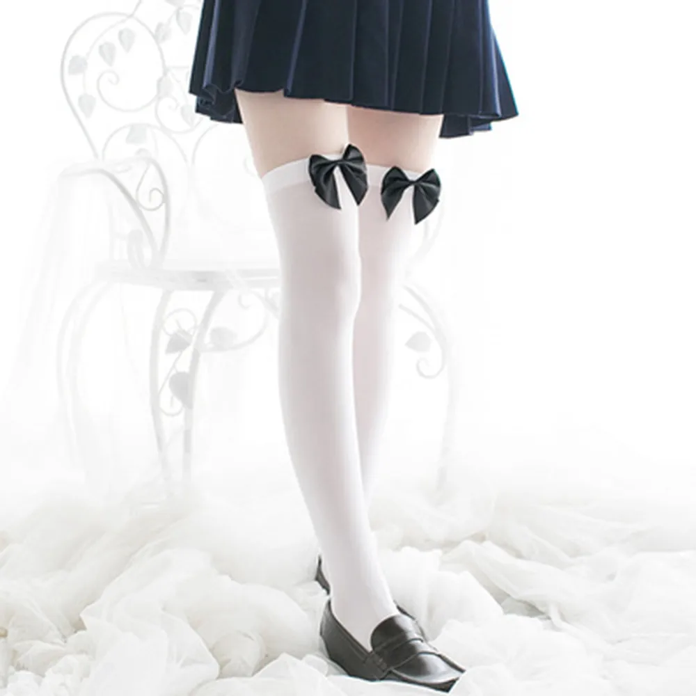 Knee High Socks High Quality Socks Women Long Acrylic Velvet Lady White Bow Sexy Knee Sexy Socks W411