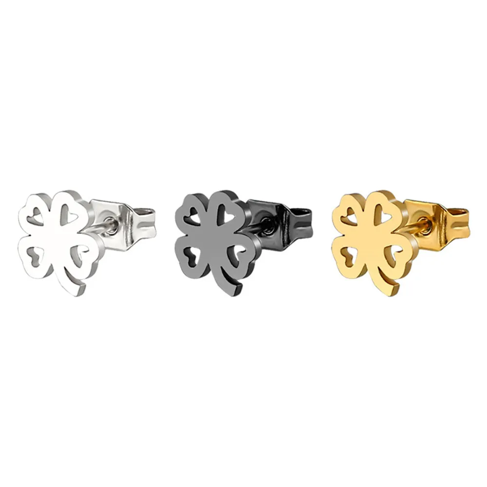 

Fashion women earrings lucky exquisite hollow four-leaf clover stainless steel earrings female jewelry accessories