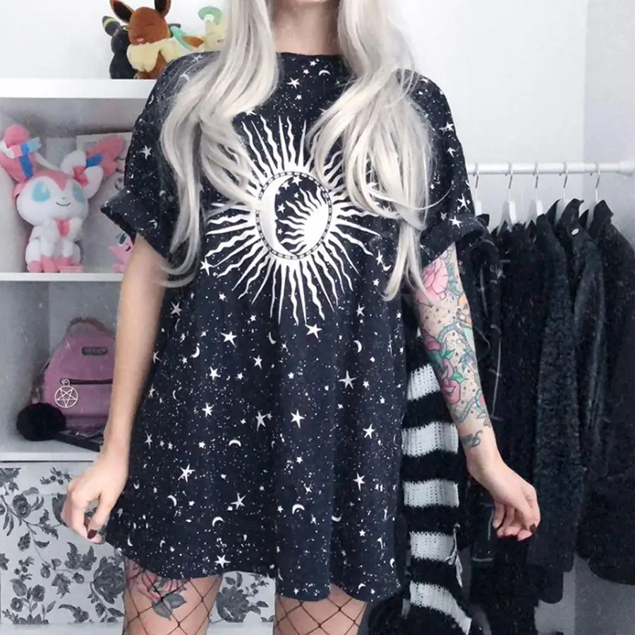 YUANLAI Женская Футболка Harajuku уличная готические футболки летняя мода женщина 2019