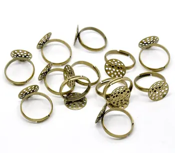 

free shipping!!!!!100 pcs/lot 14mm basw Adjustable Bronze Color Ring Base Blank Findings