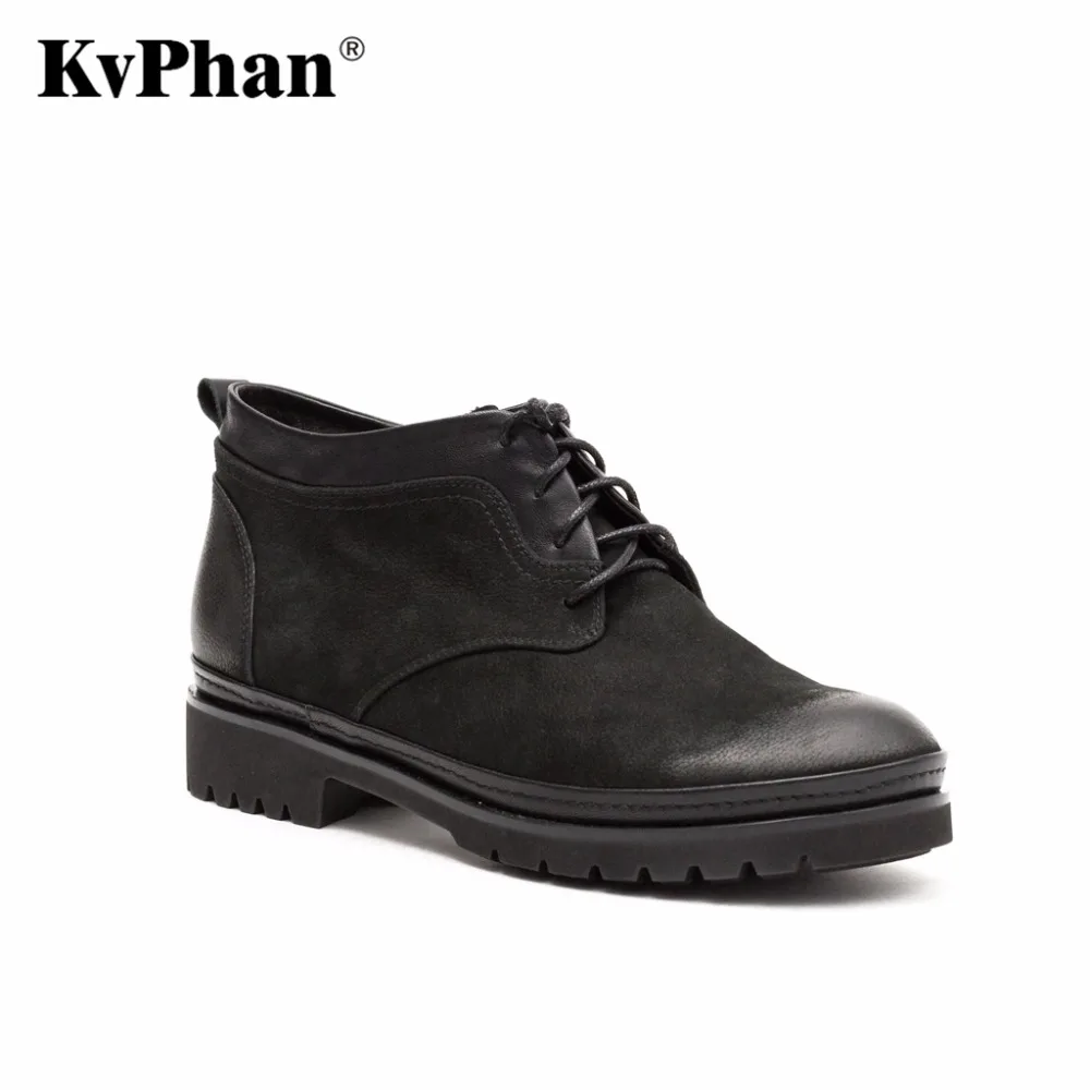 

KvPhan Casual Lace-up Ankle Warm Boots Zipper Low Heels Short Plush Litchi Pattern Female Shoes Women Quality Winter Snow Shoes