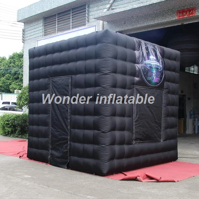 Best Price 3m black portable inflatable photo booth kiosk 3d photo booth led inflatable cube tent for weddings