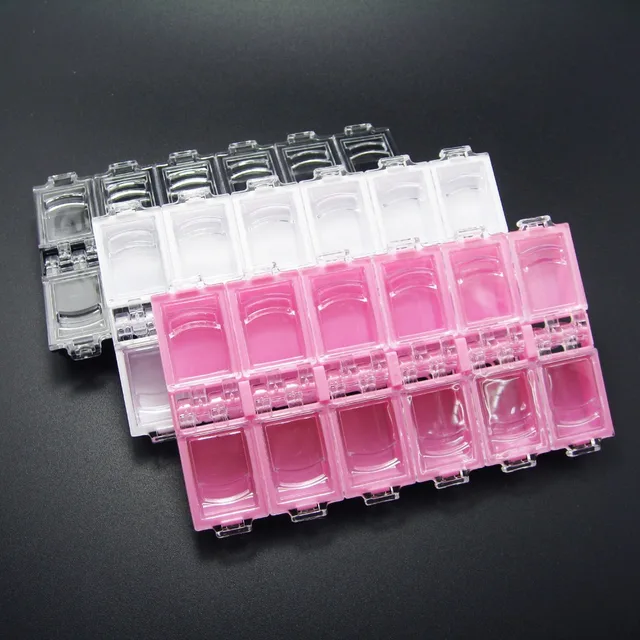 Cheap 12 Grids Clear Empty Storage Box Rhinestonse Acrylic Crystal Beads Jewelry Decoration Nail Art Accessories Pills Container Case