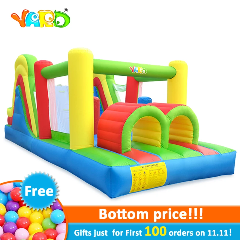 YARD Inflatable Jumping Castle 6.5×2.8×2.7m Double Big Slides Kids PVC Oxford Inflatable Trampoline Castle Bouncer With Blower