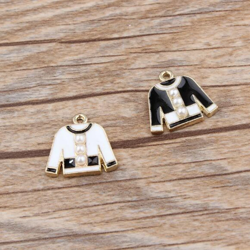 

Clothes with Pearl 10pcs Enamel Charms for Jewelry Making Alloy Pendant fit DIY Necklace Bracelet Gold Color Accessories Craft