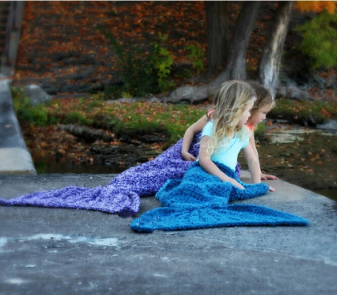 Новинка 2017 года Горячие дети девочка вязаный хвост одеяло ручной работы крючком одеяло пледы кровать Чехол для дивана спальный мешок