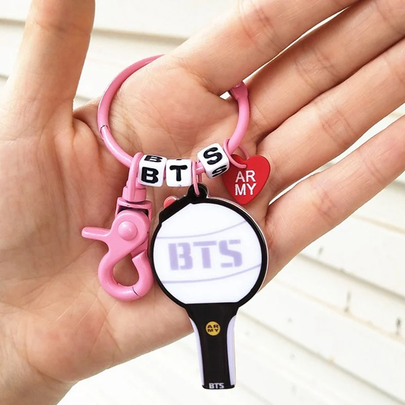 

New Hot Kpop BTS Bangtan Boys Army Fans EXO GOT7 WANNA ONE TWICE SEVENTEEN Light Stick Key Ting Bag Pendant Key Ring Keychain