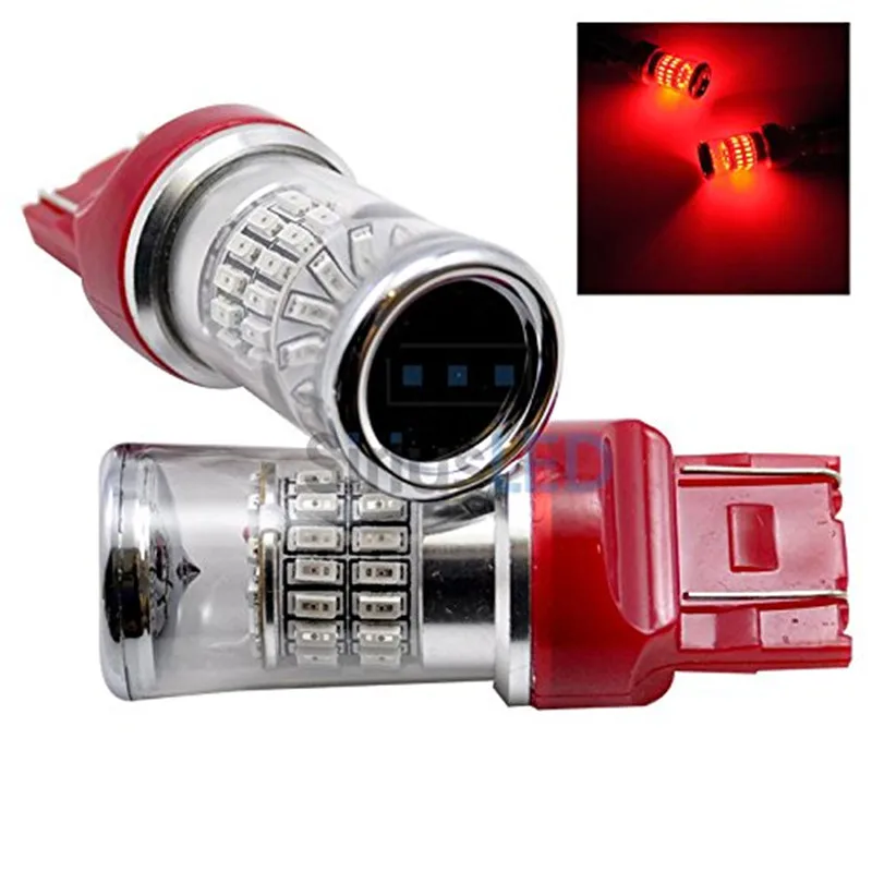 

2Pcs Super Red 21W Car Auto 7443,7444, 7441,48x SMD LED Dual Filament Tail Brake Light T20 7443 Reflector 992 W21w