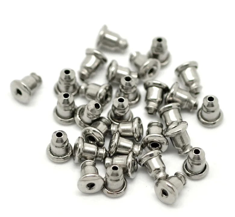 50 шт. заглушки для сережек из нержавеющей стали 6 Х5 мм|silver tone|earring back stopperearring backs |