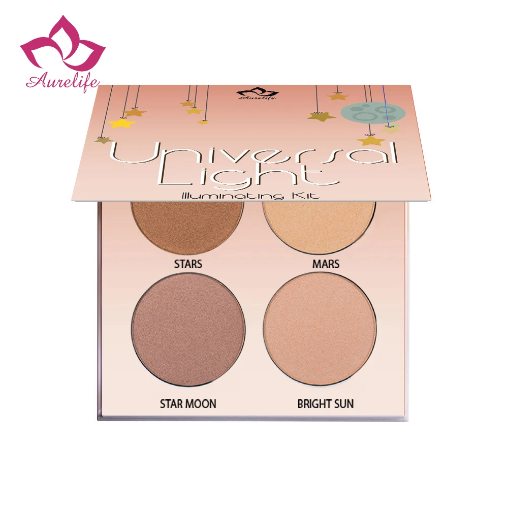 Aurelife 4 color Shimmer Glow Contour Kit Illuminating Makeup Cosmetics Nude Powder Drop Shipping