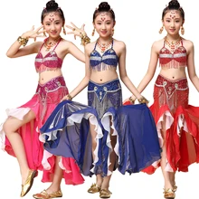 Tops+Dress+Belt Sequined Girls Belly Dance Costume Bollywood Indian dancing Dress Party Stage Girls Ballroom Performance dancing