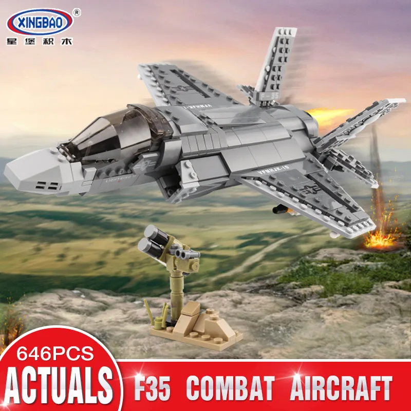 

XINGBAO 06026 Military Series The F35 Fighter Set Building Blocks Bricks Helicopter Model Kid Plane model Toys Christmas Gifts