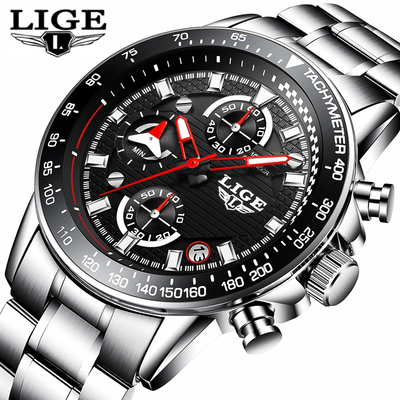 

LIGE Fashion Mens Watches Top Brand Luxury Quartz Clock Sport Watch Men Full Steel Business Waterproof Watch Relogio Masculino
