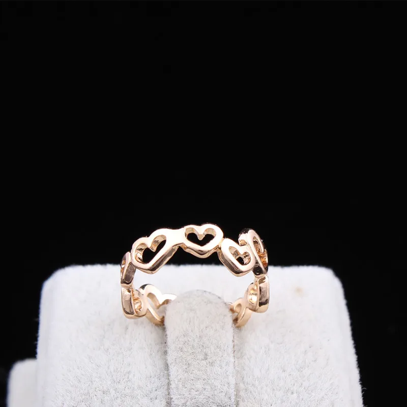 

SWOUR New Bridal Jewelry Gold Color Heart to Heart Opening Finger Ring High Quality Wedding Gfit R450