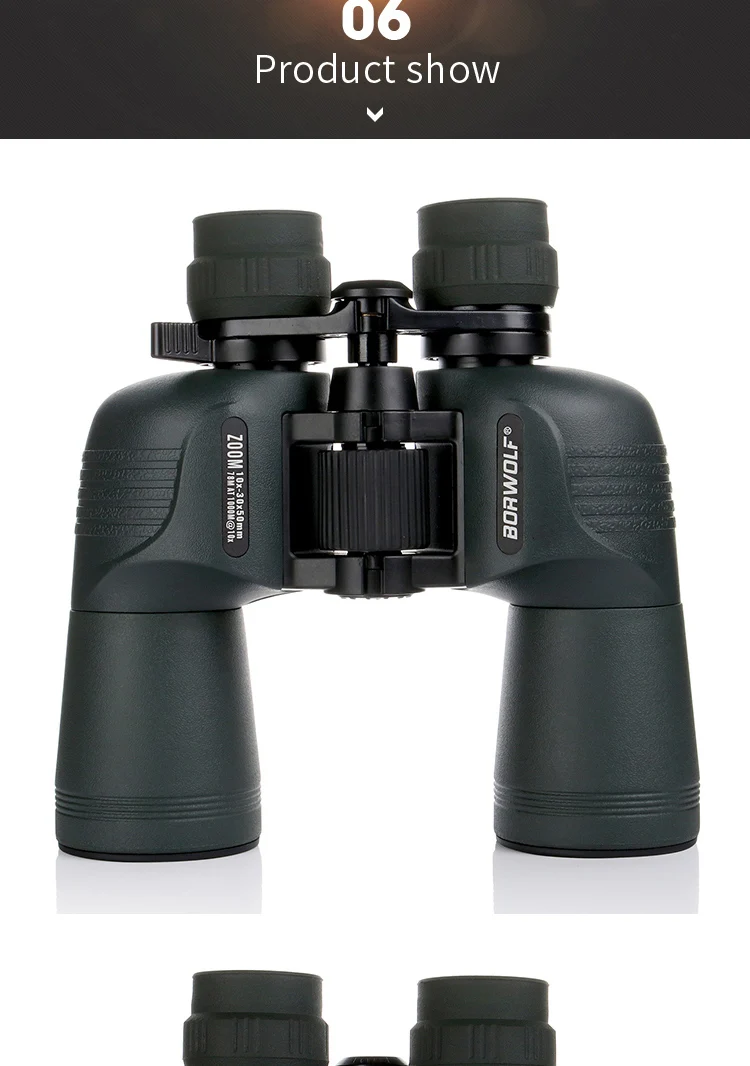 Borwolf 10-30X50 бинокль телескоп HD светильник ночного видения Bak4 призма профессиональный зум мощный для охоты наблюдения за птицами