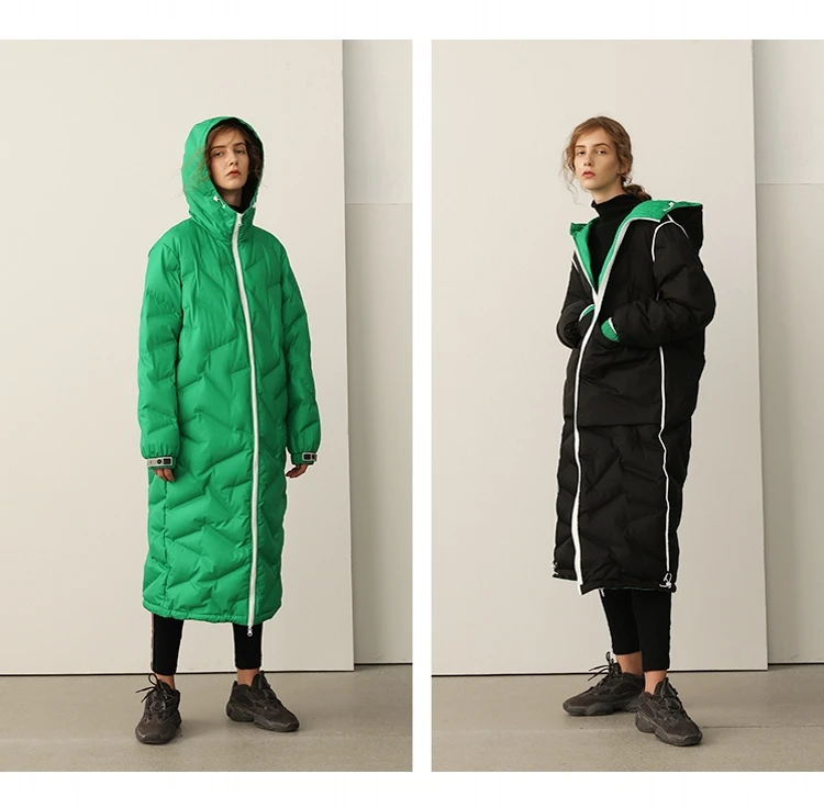 IRINAW159 2018 Winter Collection new arrival casual long simple reversible white duck down jacket coat women