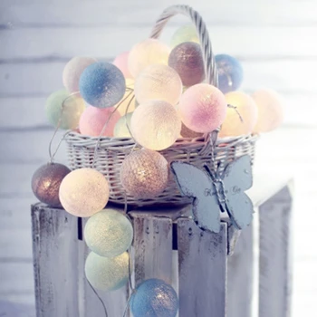 

20Leds Cotton Ball LED Battery Powered String Lights Fairy Decoration Party Wedding Holiday Lighting For Christmas Light