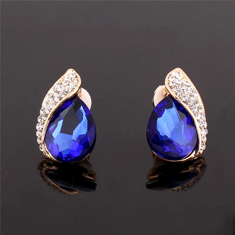 High-grade Rhinestone Crystal Tear Drop Shape Clip on Earrings Non Piercing for Women Wedding Luxury No Hole Earrings New