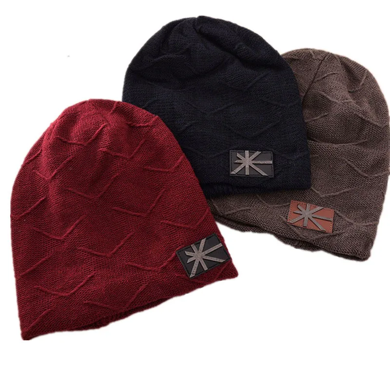 

New Arrival Autumn Winter Metal Banner Flag Rice Stickers Woolen Hat Men Women Knitted Hat Warm Hedge Hat Freeshipping