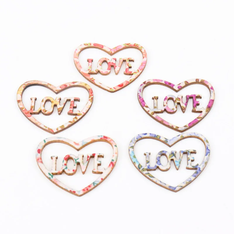 

Natural Wood Love Heart Pattern Wooden Scrapbooking Art Craft for Handmade Accessory Sewing Home 33x40mm 20pcs