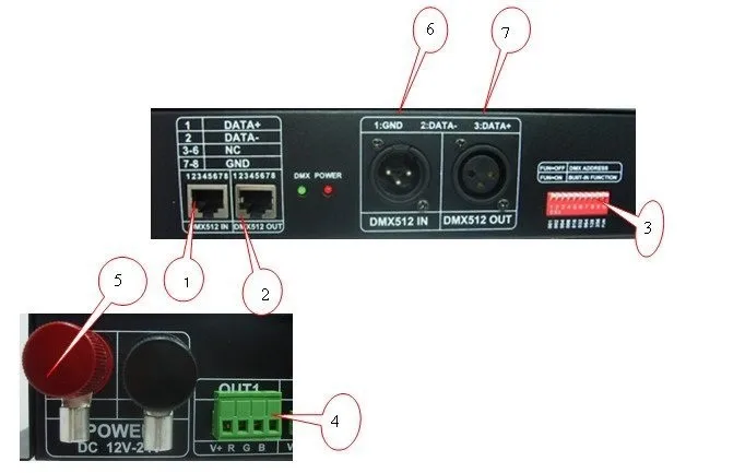 DHL 24CH DMX-PWM декодер Общий цифровой контроллер сигнальный переключатель для светодиодный освещения