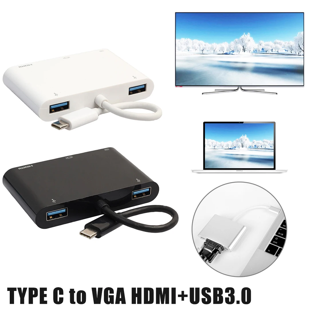 

USB C HDMI VGA Adapter Type C to HDMI 4K Thunderbolt 3 for Samsung Galaxy S8 Huawei Mate 10 For Xiaomi Air USB C HDMI