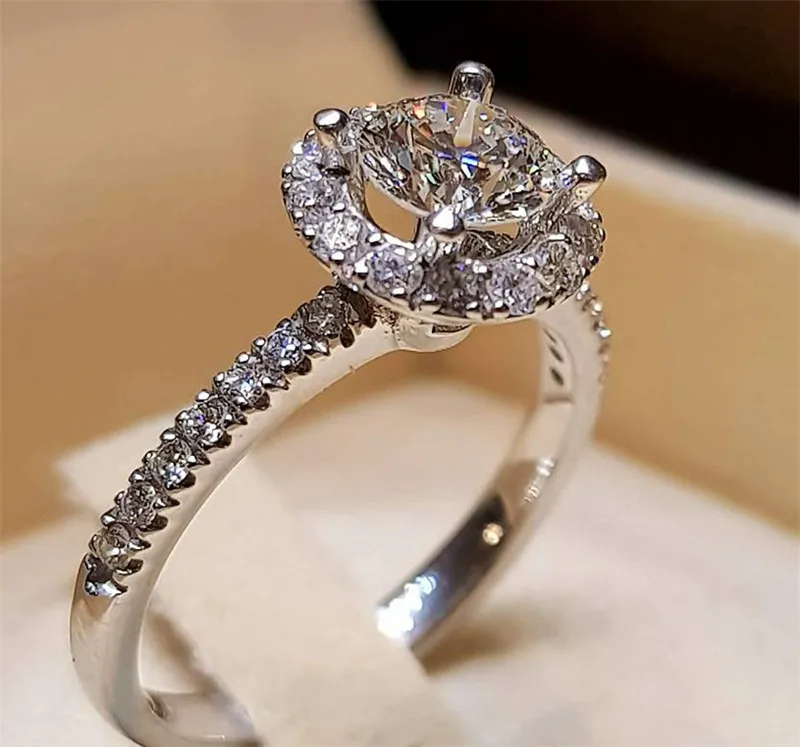 Женские обручальные кольца с австрийским кристаллом и огранкой в виде принцессы, серебряные, большие, белые, циркониевые украшения для помолвки, 25 дизайн - Цвет основного камня: CY259