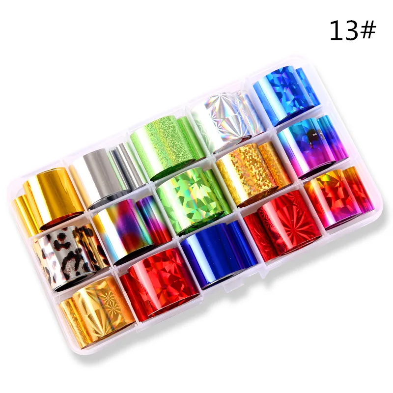 Decorações da Arte para Unhas Caixa Lote Folha Unha Gradiente Starry Sky Projeto Transferência Foil Sticker Manicure 13 - 14 Adesivos e decalques