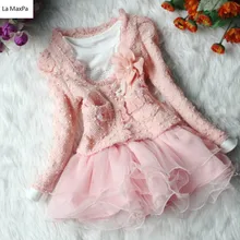 La MaxPa/Модный комплект из 2 предметов для девочек; детское зимнее платье; пальто с длинными рукавами+ платье-пачка