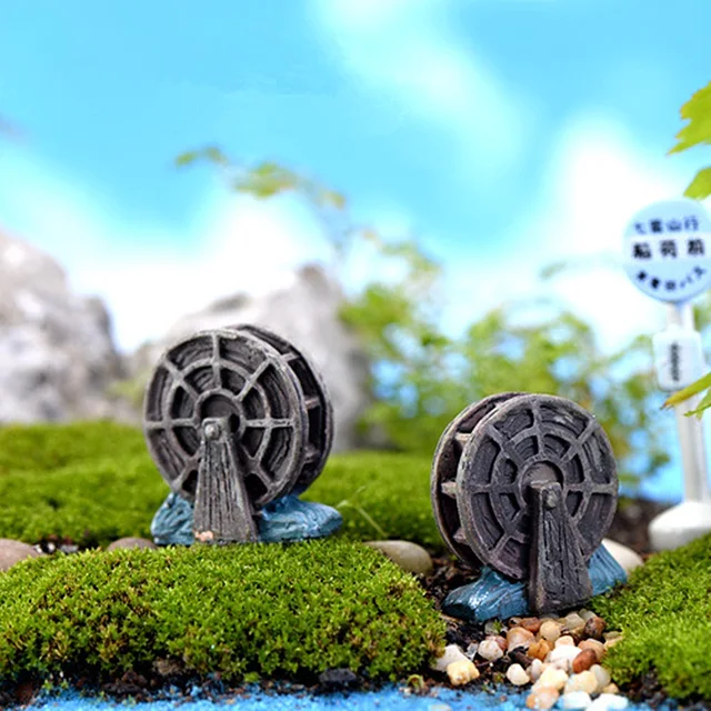 Mini Waterwheel 2 5cm Figurine Fairy Garden Miniatures Terrariums Mini Waterwheel 2 5cm Figurine Fairy Garden Miniatures Terrariums Resin Craft For Home Decoration Handmade Diy