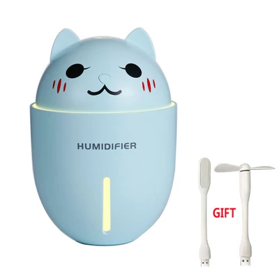 Mini Air Humidifier USB Humidifiers Aroma Essential Oil Diffuser With Mini Fan cooler Night Light Aromatherapy Diffusers USB - Цвет: Blue