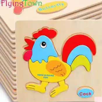 

FlyingTown Kids Animals Wooden Puzzle Baby Educational Toys Games Picture Jigsaw Puzzles Toys For Children Gifts