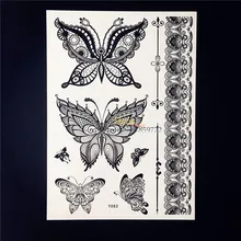 25 Styles Sexy Products Black Henna Temporary Tattoo Lace Butterfly Decals Women Body Art Waterproof Fake Tattoo Stickers HBY082