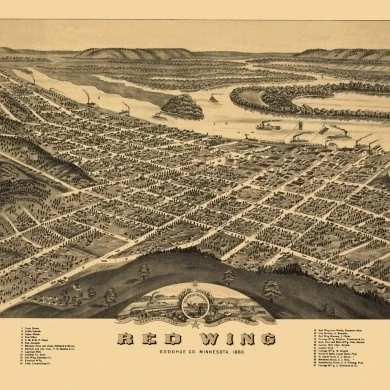 Historic Map of Red Wing Minnesota 1880 Goddhue County Poster Print (18 x 24)