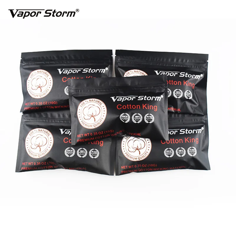 Healthy Organic Vapor Storm Cotton King Coil Wick Heating Wire Cotton 10 Strips 100% Tasteless RDA Cotton vs Cotton Bacon 06