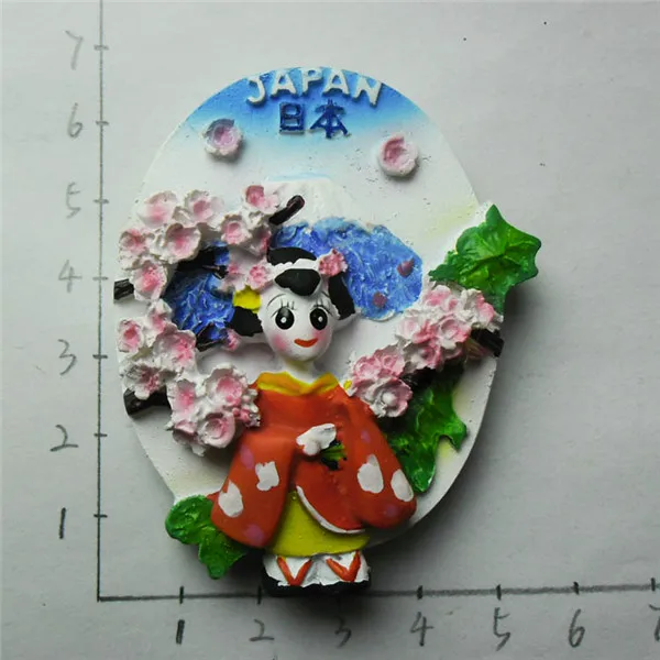 Japan Mt. Fuji Sumo Kimono Geisha Tourist Souvenir Figures Fridge Magnets - Geisha 2