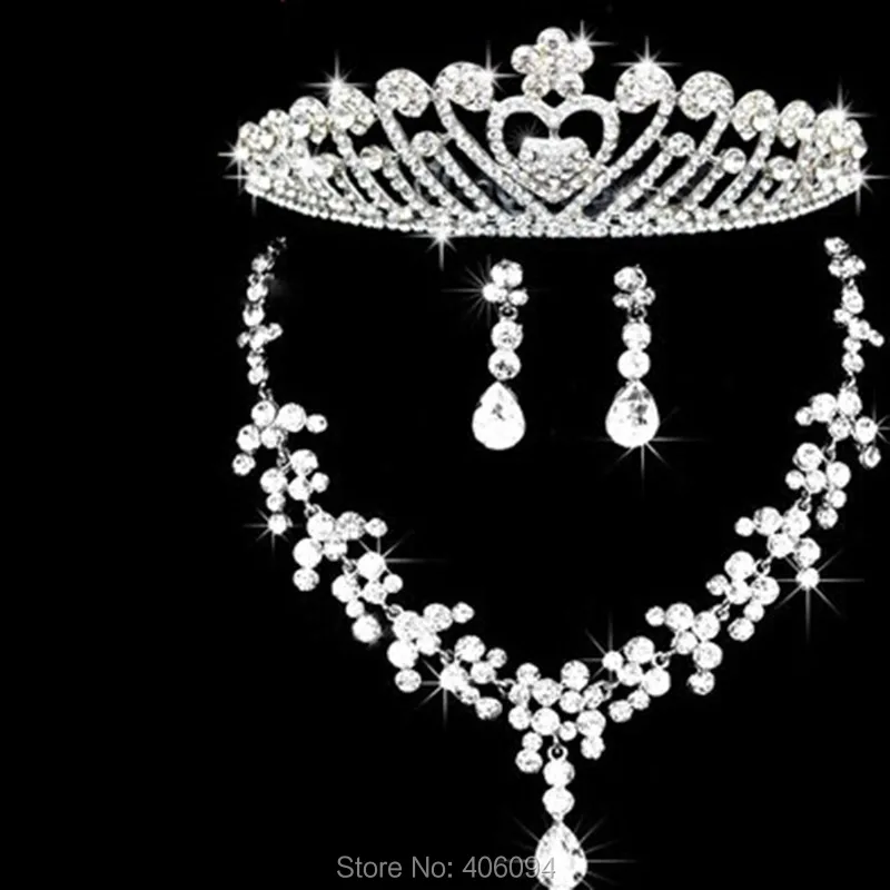 Bridal Wedding Prom Rhinestone Crystal Jewelry Necklace Earrings Set N174