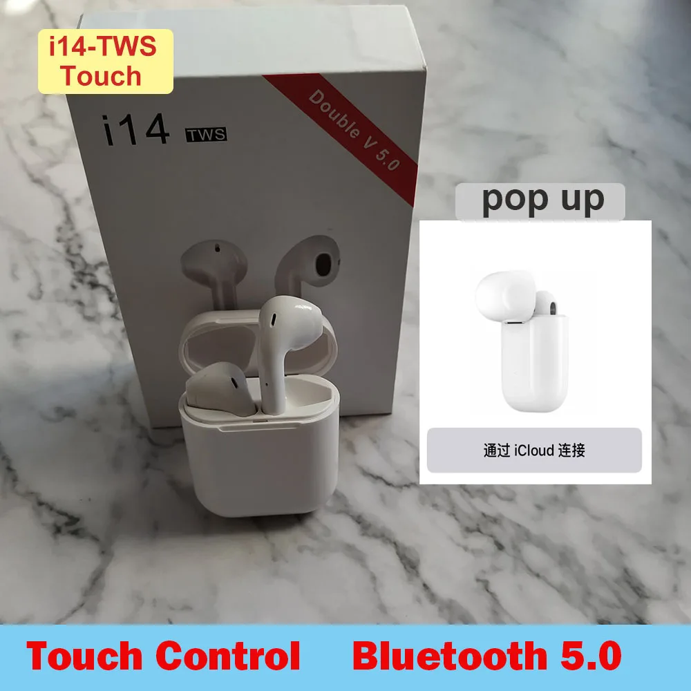 

Wireless Mini pop up i14 Tws Touch Control Bluetooth 5.0 Earphone Double Calls Earphones pk i7s i10 i11 i12 i120 i30 i60 tws