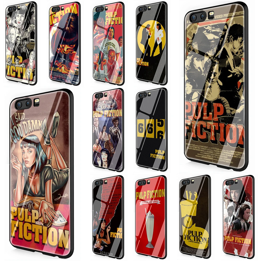 

Pulp Fiction Move poster Tempered Glass TPU Black Cover Case for Huawei P10 P20 P30 Mate 20 Honor 9 10 Lite Pro 7A 8X P Smart