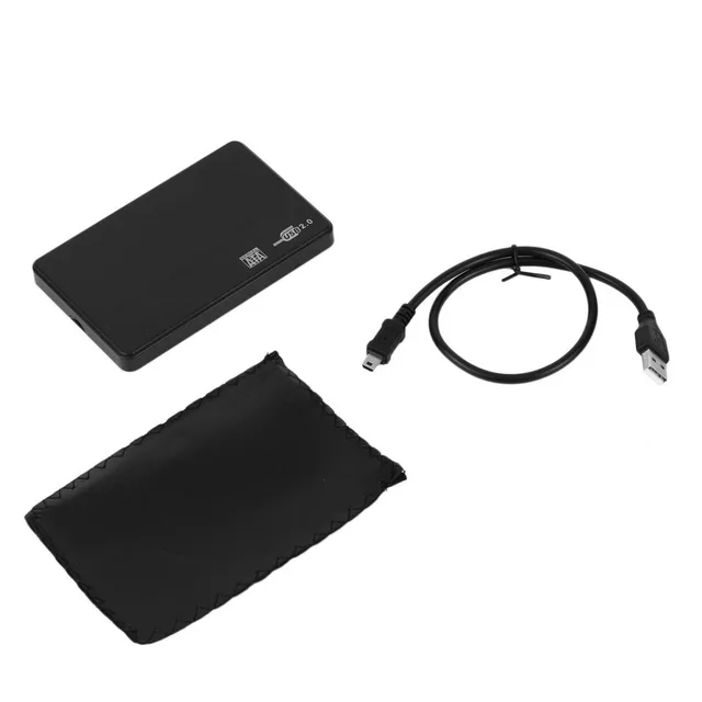 2.5 英寸硬盘盒 USB 2.0 SATA 便携式支持 2TB 硬盘驱动器黑色外置硬盘盒带袋 4