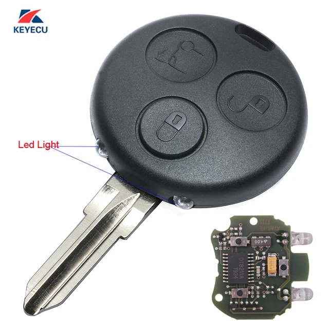 KEYECU Replacement Remote Car Key Fob 433MHz for Smart Fortwo Forfour